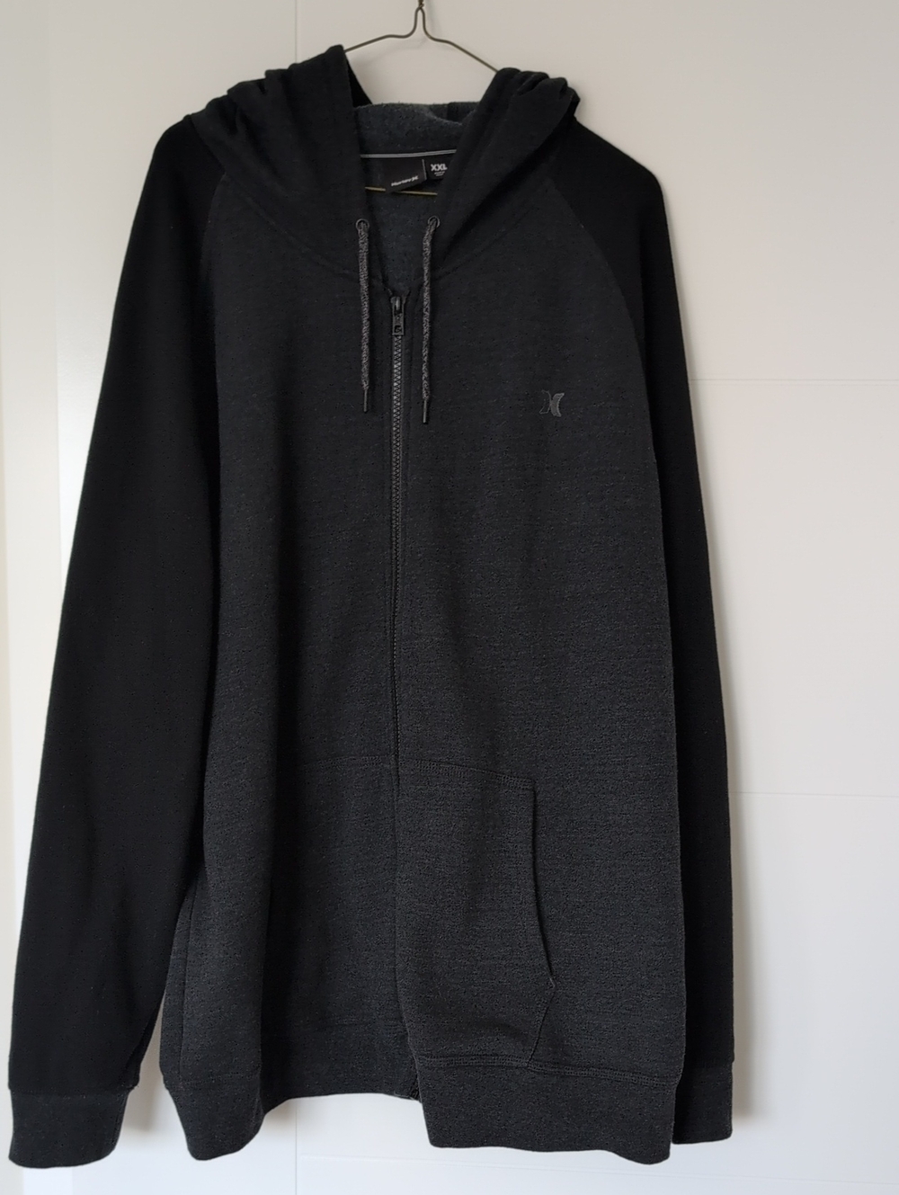 Hurley Men’s Two-Tone Black Charcoal Zip-Up Hoodie